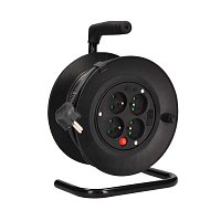 Solight prodlužovací přívod na bubnu, 4 zásuvky, černý kabel 3x1,0mm2, 15m