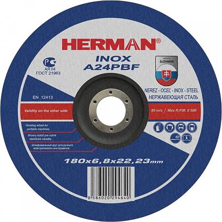 HERMAN brusný kotouč na nerez 180x6,8 mm A24PBF