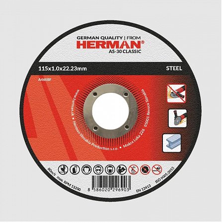 HERMAN řezný kotouč na ocel 115x1,0 mm  AS-30 Classic A46SBF
