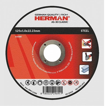 HERMAN řezný kotouč na ocel 125x1,0 mm Classic AS-30 A46SBF