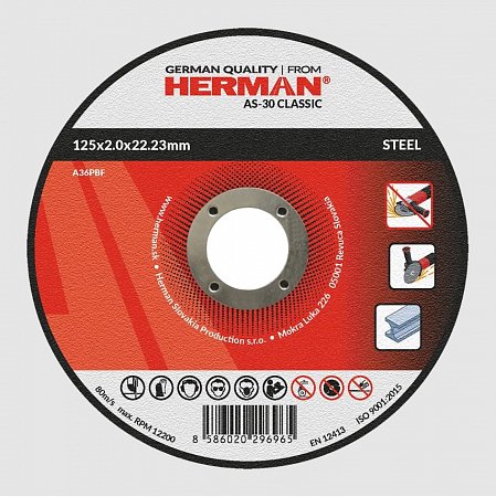 HERMAN řezný kotouč na ocel 125x2,0 mm Classic AS-30 A36PBF