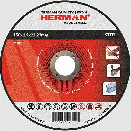 HERMAN řezný kotouč na ocel 150x1,5 mm Classic AS-30 A46RBF