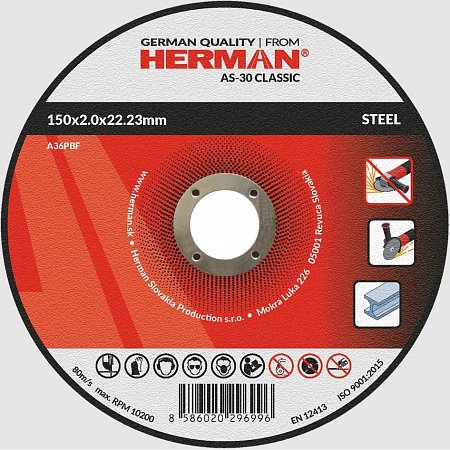 HERMAN řezný kotouč na ocel 150x2,0 mm Classic AS-30 A36PBF