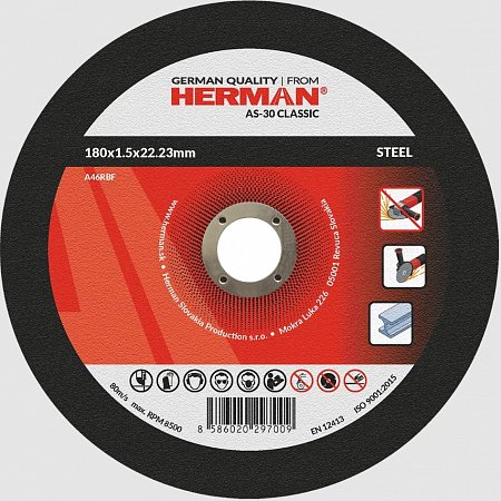 HERMAN řezný kotouč na ocel 180x1,5 mm Classic AS-30 A46RBF