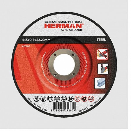HERMAN řezný kotouč na ocel 115 x 0,7 mm Abrazor AS-40 s prolisem  A70TBF