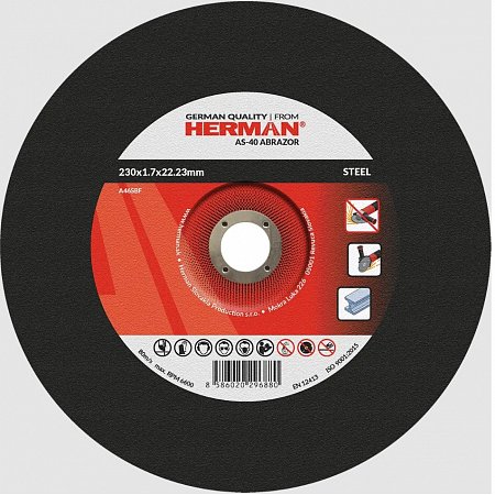 HERMAN řezný kotouč na ocel 230x1,7 mm Abrazor AS-40 s prolisem A46SBF
