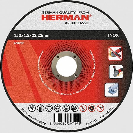 HERMAN řezný kotouč na nerez 150x1,5 mm Classic AR-30 A60VBF